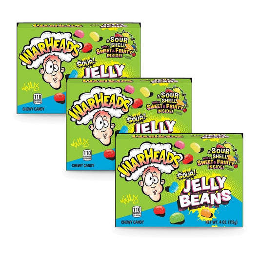 Warheads Sour Jelly Beans 4oz Boxes 3-Pack