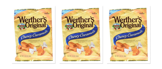 Werther's Original Chewy Caramels 2.4oz Peg Bag 3-Pack