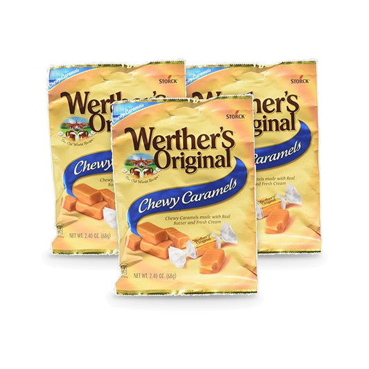 Werther's Original Chewy Caramels 2.4oz Peg Bag 3-Pack