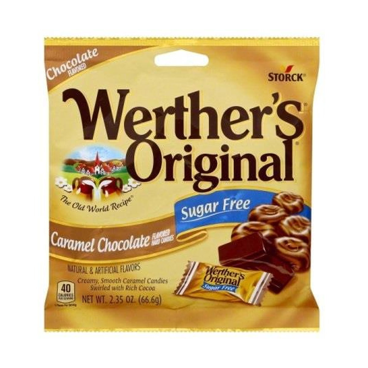 Werther's Original Sugar-Free Caramel Chocolate Hard Candies 2.35oz Bags