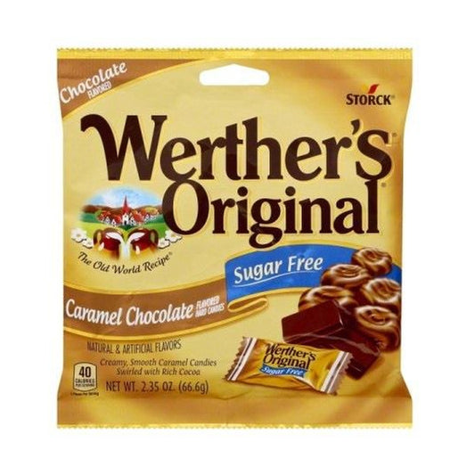 Werther's Original Sugar-Free Caramel Chocolate Hard Candies 2.35oz Bags