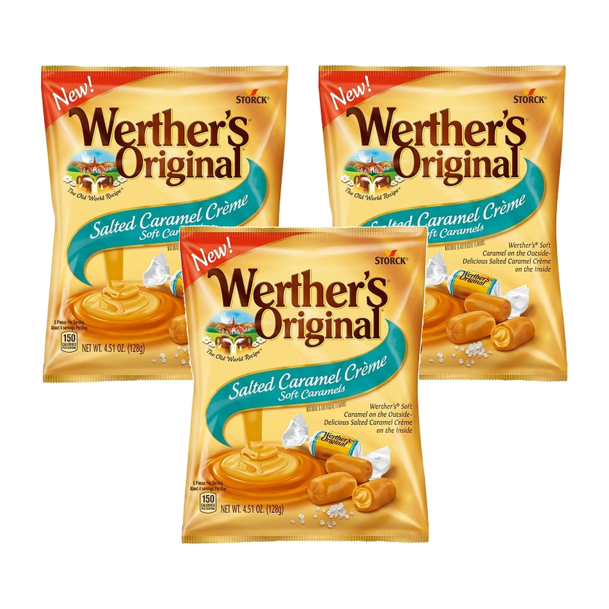 Werther's Original Salted Caramel Creme 3-pack, three 4.51 oz peg bags