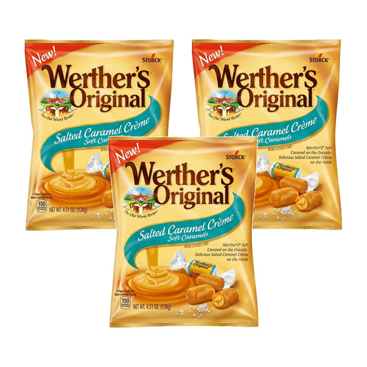 Werther's Original Salted Caramel Creme 3-pack, three 4.51 oz peg bags
