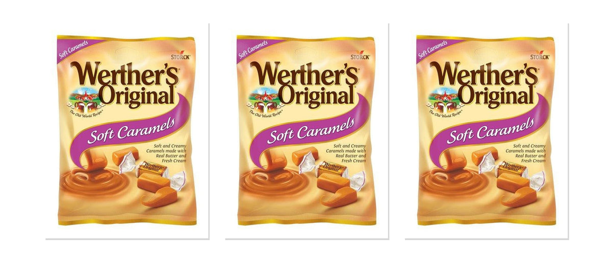 Werther's Soft Caramels 2.2oz Peg Bag 3-Pack