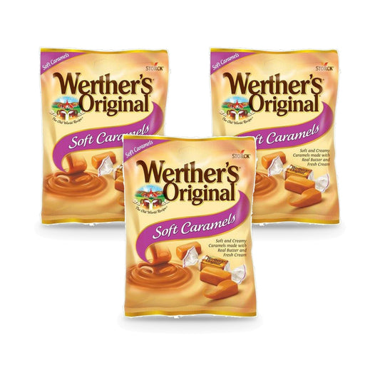Werther's Soft Caramels 2.2oz Peg Bag 3-Pack