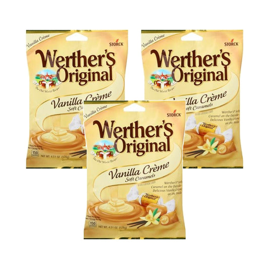 Werther's Original Soft Vanilla Creme 3-pack, three 4.51 oz peg bags