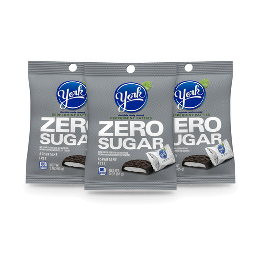 York Zero Sugar Dark Chocolate Peppermint Patties 3oz Bags 3-Pack