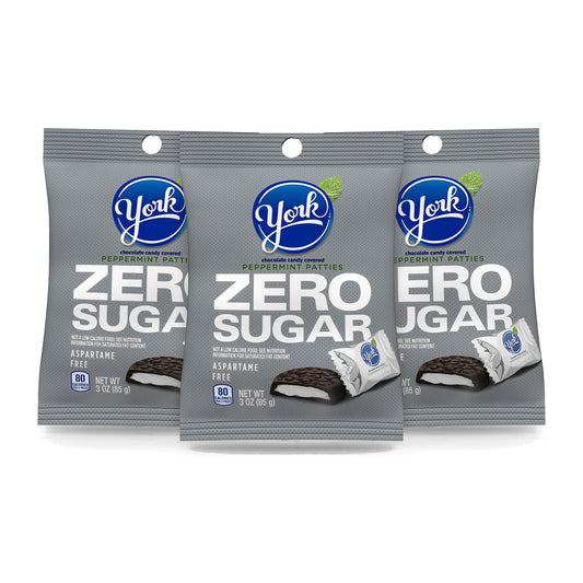 York Zero Sugar Dark Chocolate Peppermint Patties 3oz Bags 3-Pack